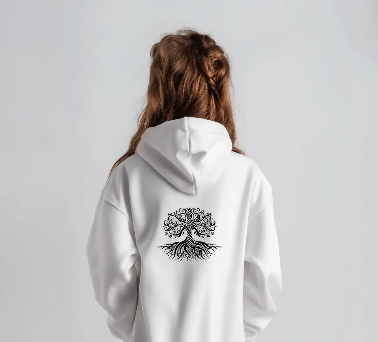 Albero della vita in bianco e nero felpa bambino con cappuccio da Spiritual Touch