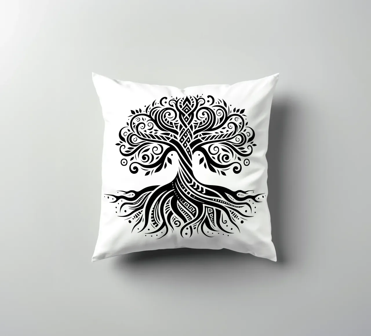 Albero della vita in bianco e nero cuscino da Spiritual Touch