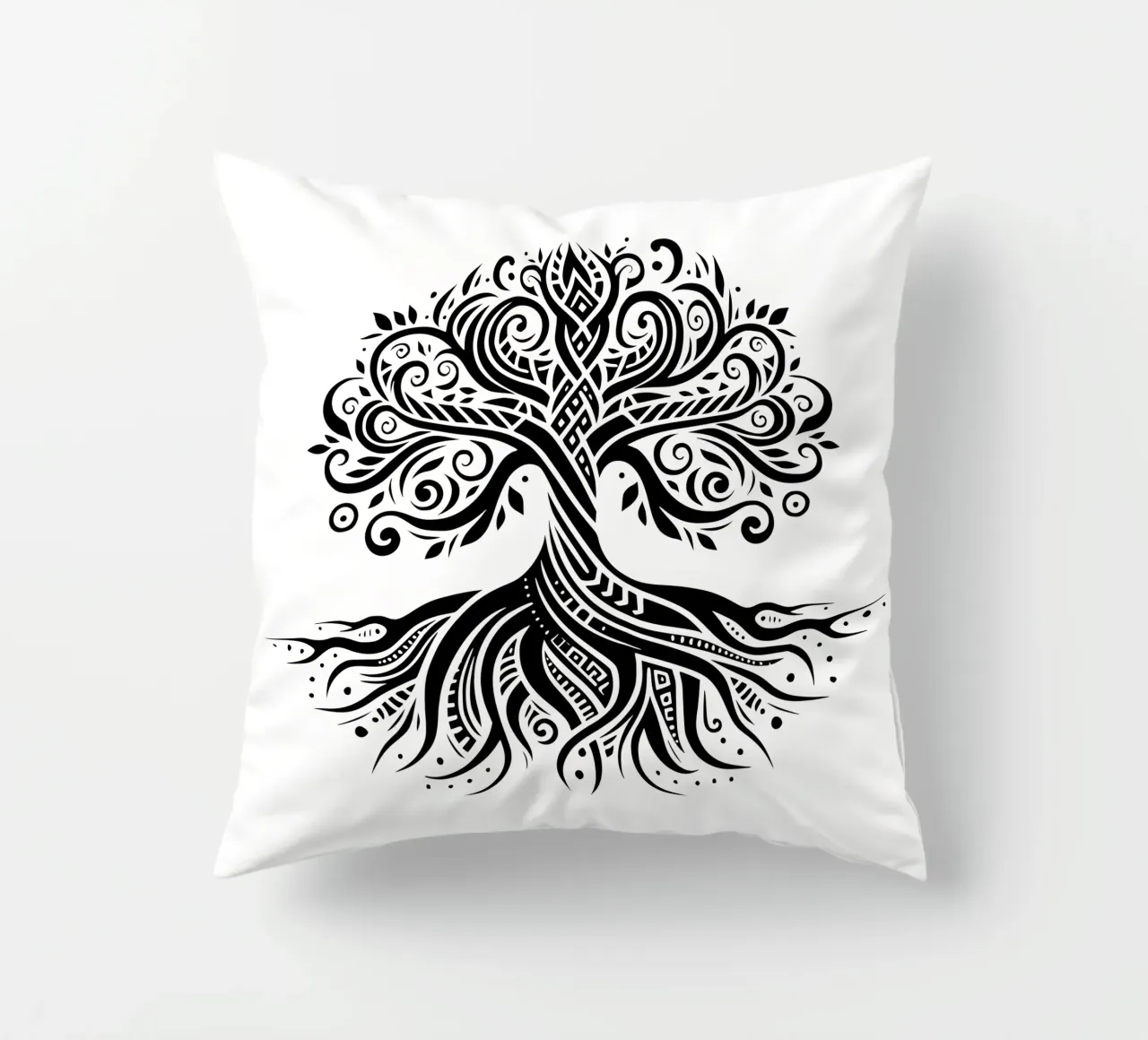 Albero della vita in bianco e nero cuscino da Spiritual Touch