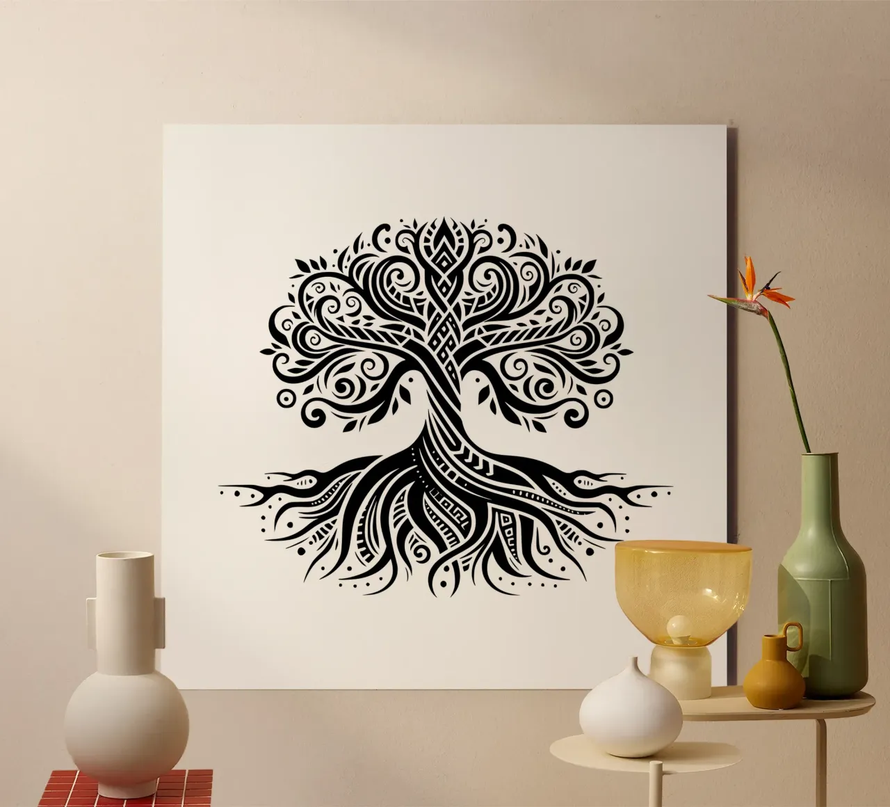Albero della vita in bianco e nero alluminio dibond da Spiritual Touch