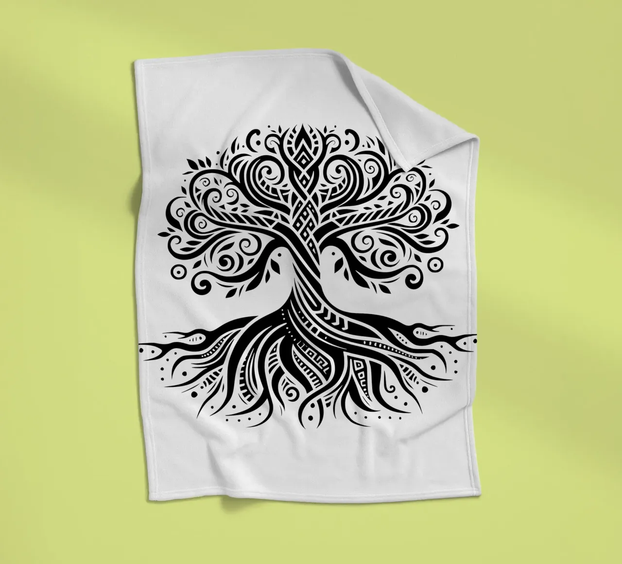Albero della vita in bianco e nero coperta in pile da Spiritual Touch