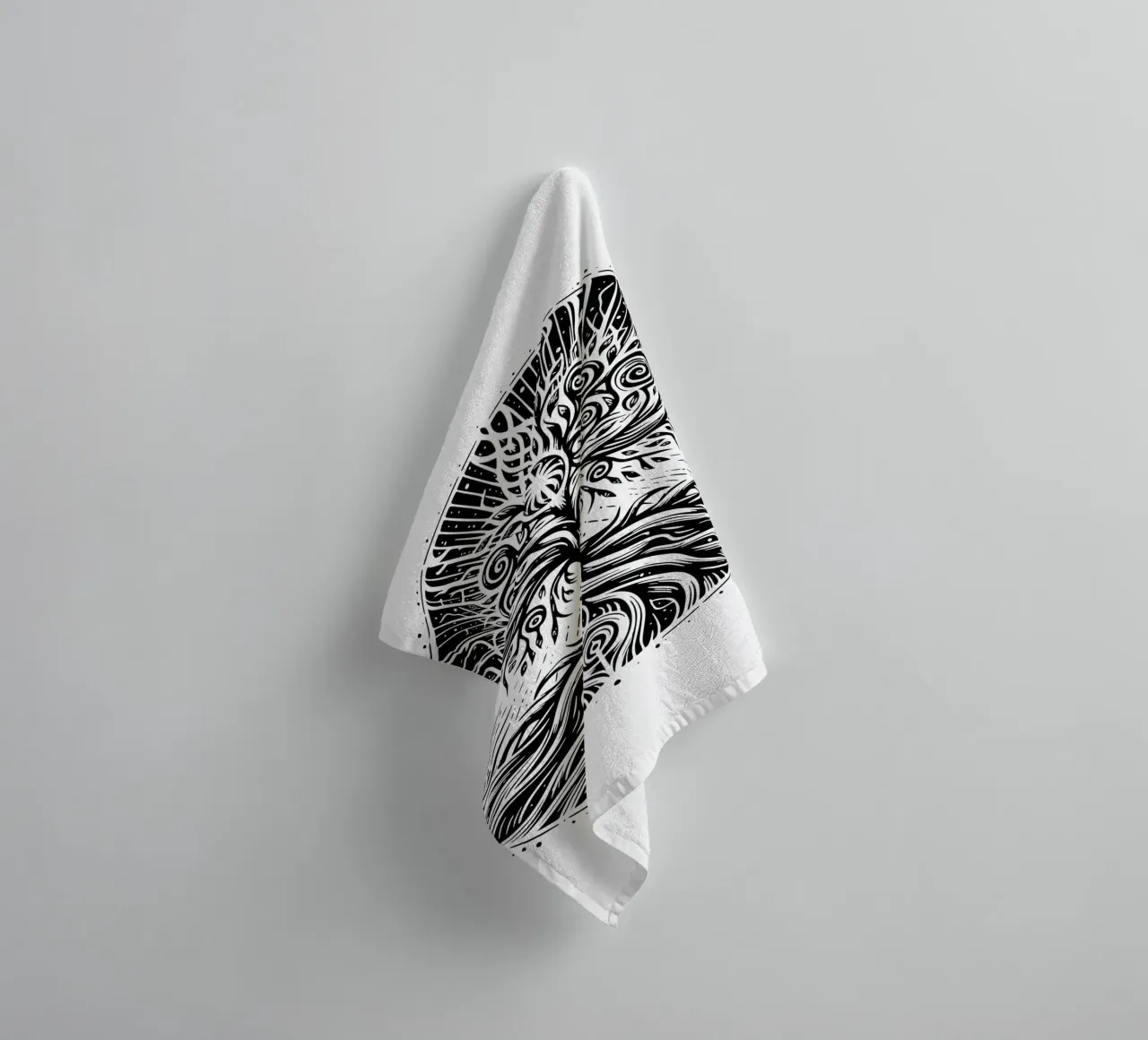 Albero della vita in bianco e nero asciugamano da bagno da Spiritual Touch