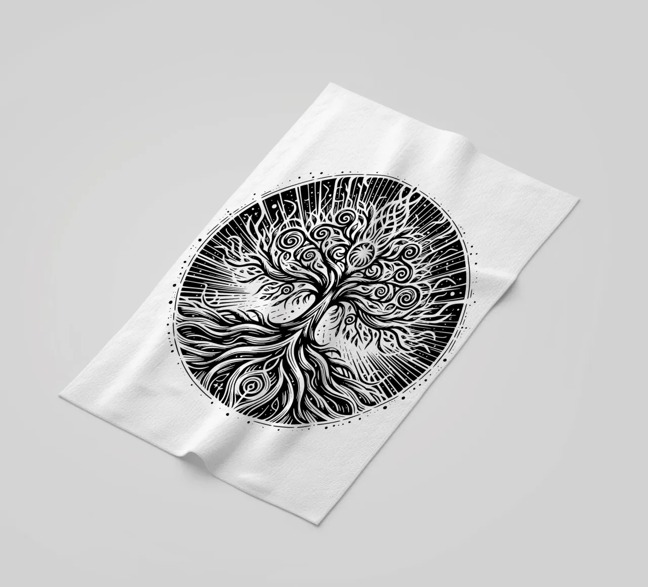Albero della vita in bianco e nero telo mare da Spiritual Touch