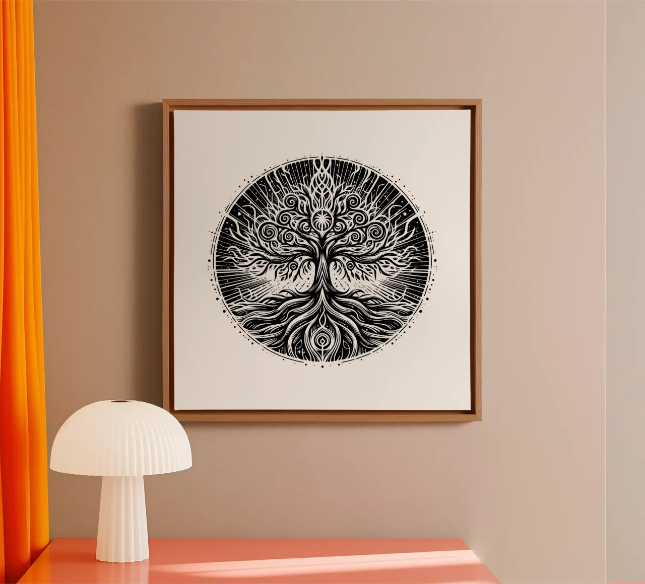 Albero della vita in bianco e nero tela con Cornice a cassetta da Spiritual Touch