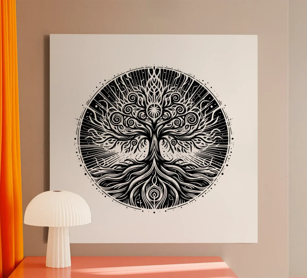 Albero della vita in bianco e nero tela con Cornice a cassetta da Spiritual Touch