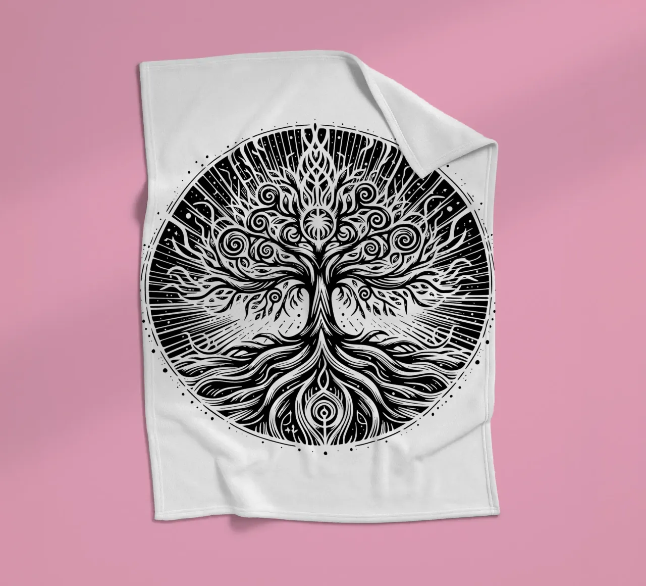 Albero della vita in bianco e nero coperta in pile da Spiritual Touch