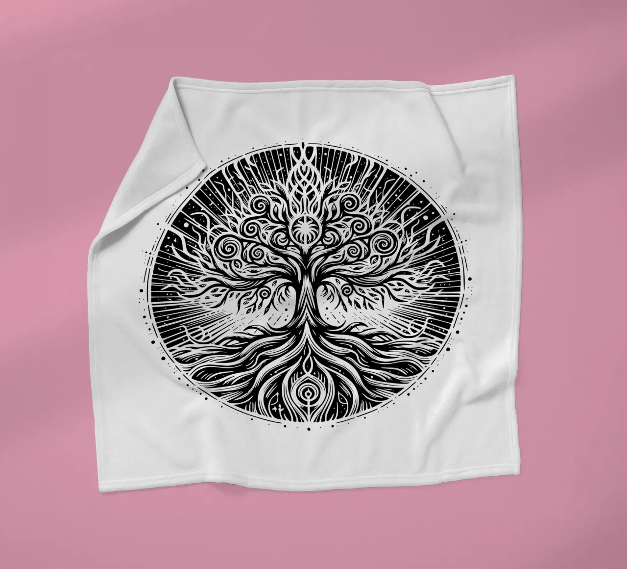 Albero della vita in bianco e nero coperta in pile da Spiritual Touch