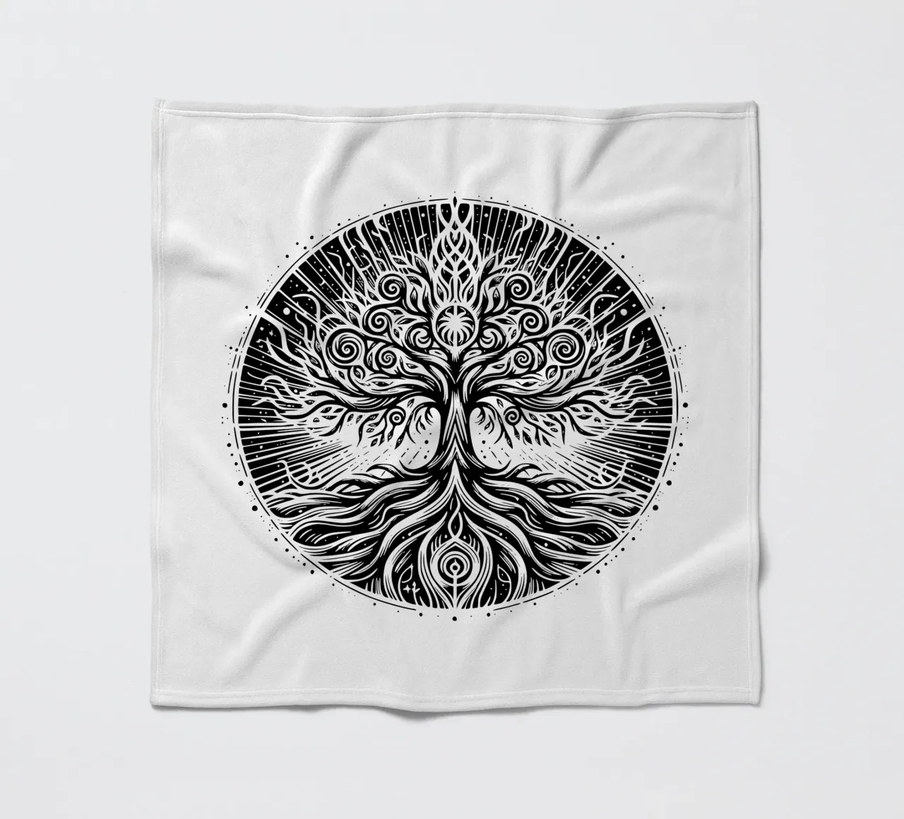 Albero della vita in bianco e nero coperta in pile da Spiritual Touch