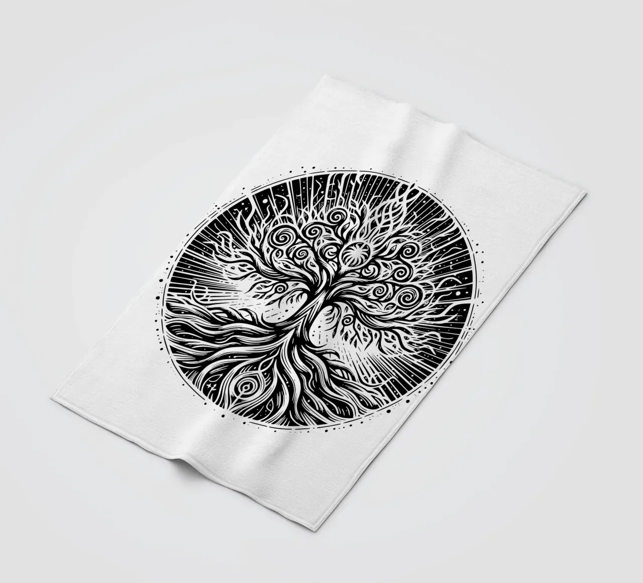 Albero della vita in bianco e nero coperta in pile da Spiritual Touch