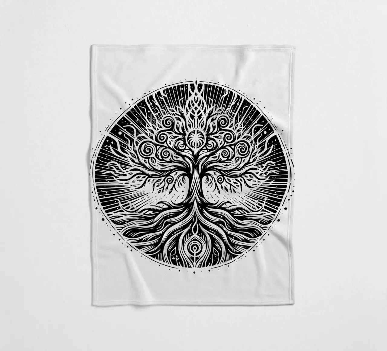 Albero della vita in bianco e nero coperta in pile da Spiritual Touch