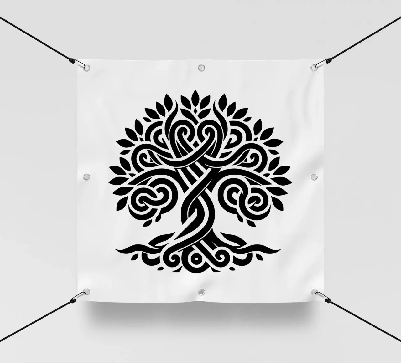 Albero della vita in bianco e nero telo in pvc da Spiritual Touch