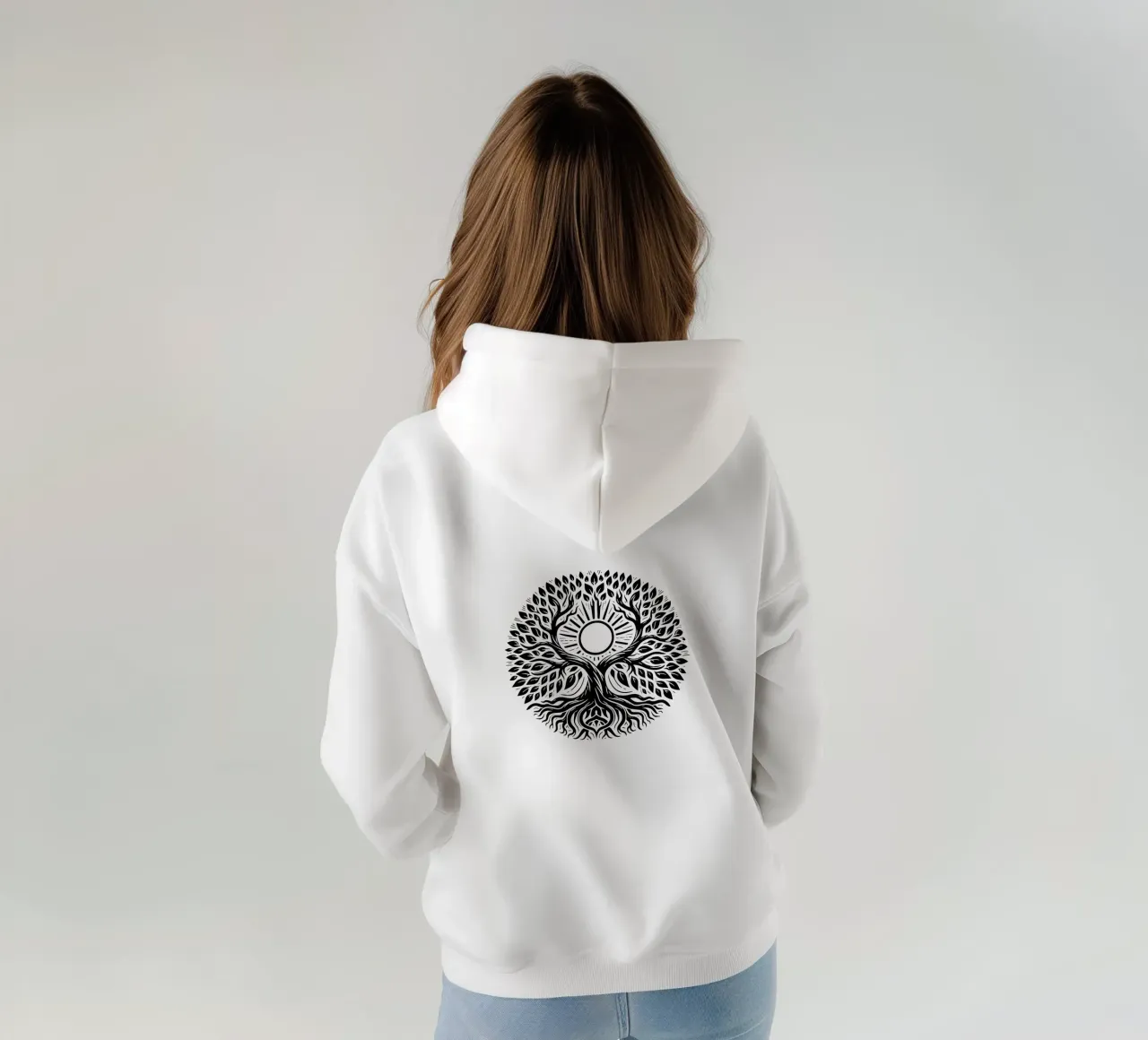 Albero della vita in bianco e nero felpa con cappuccio da Spiritual Touch