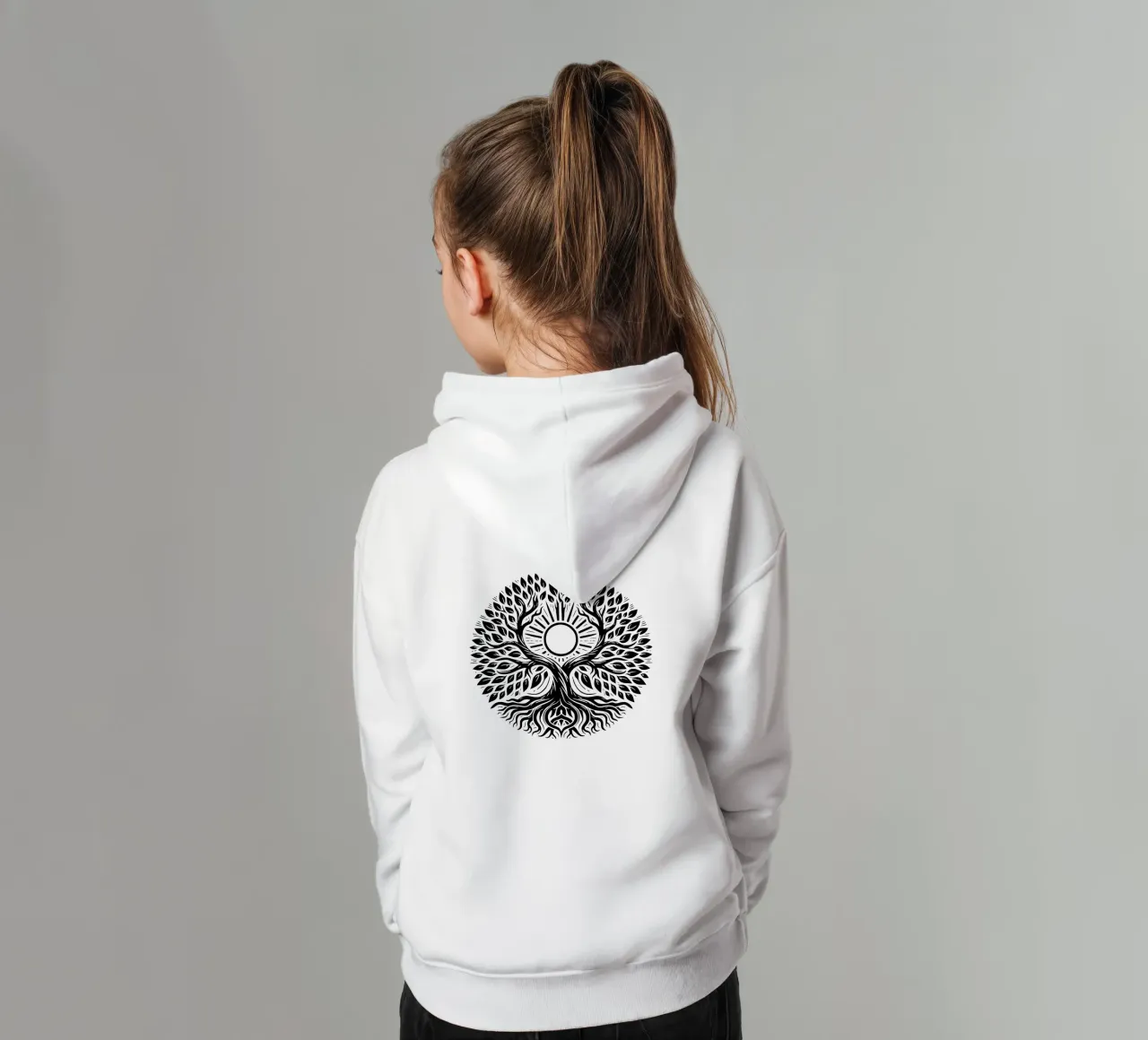 Albero della vita in bianco e nero felpa bambino con cappuccio da Spiritual Touch