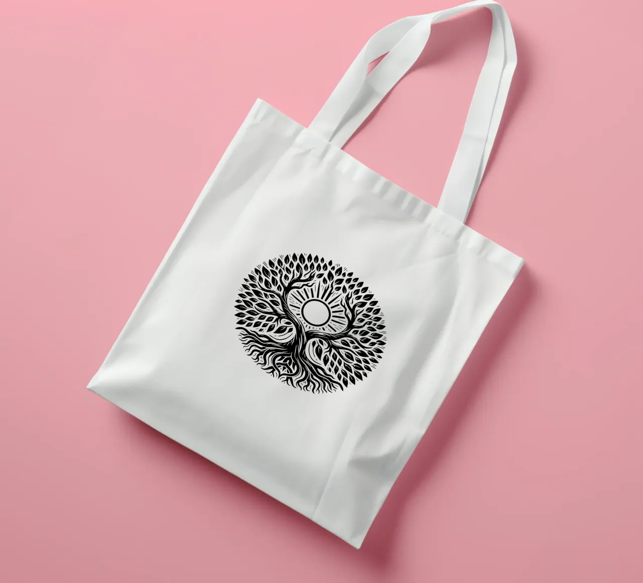 Albero della vita in bianco e nero borsa in juta da Spiritual Touch