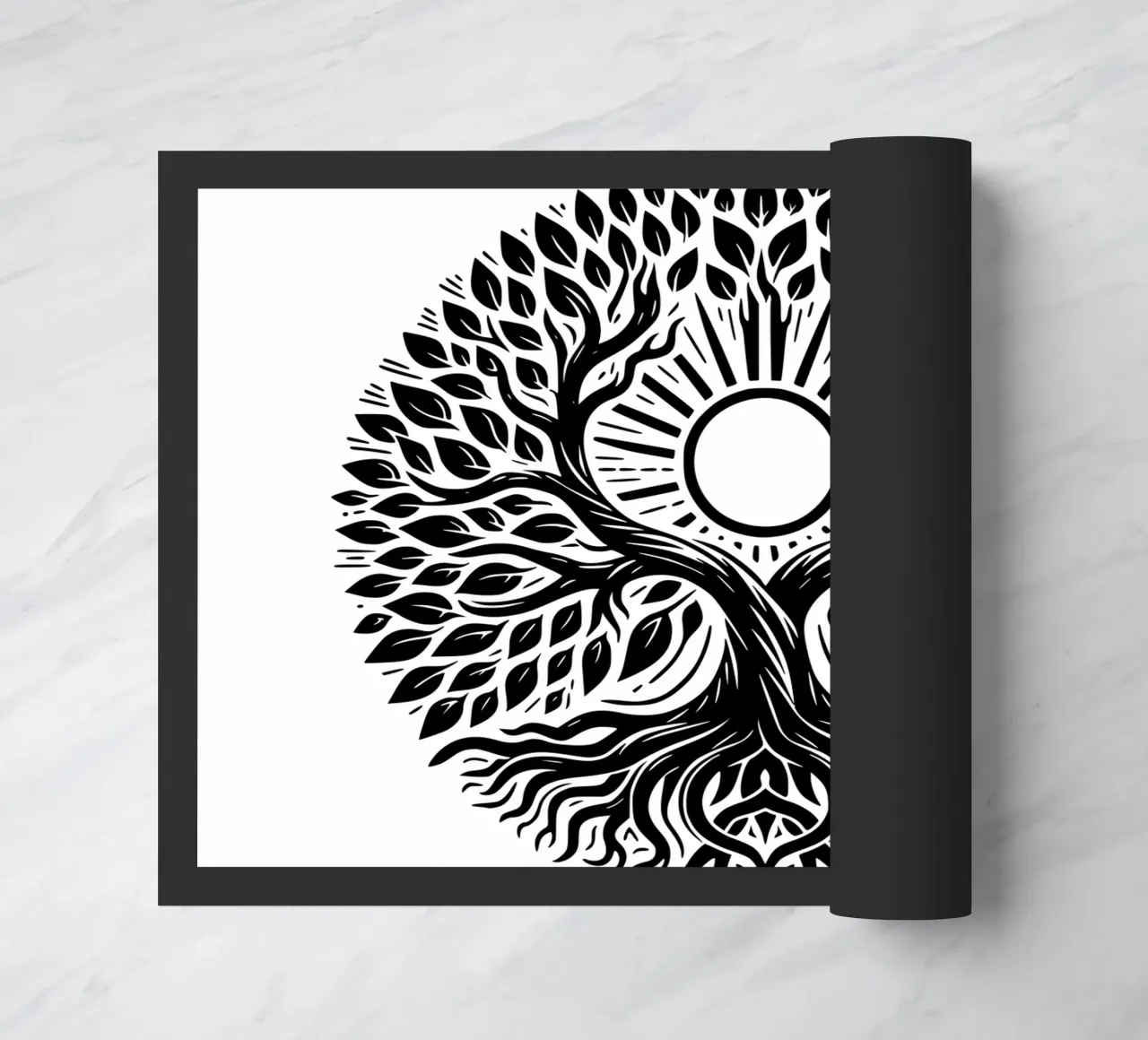 Albero della vita in bianco e nero zerbino da Spiritual Touch