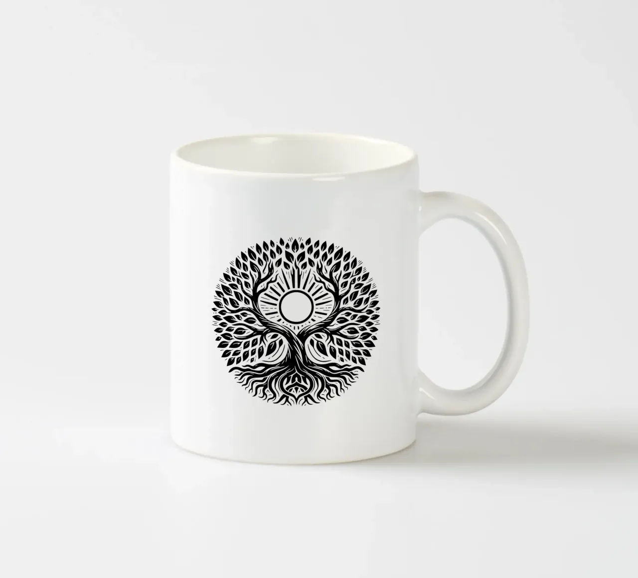 Albero della vita in bianco e nero tazza in ceramica da Spiritual Touch