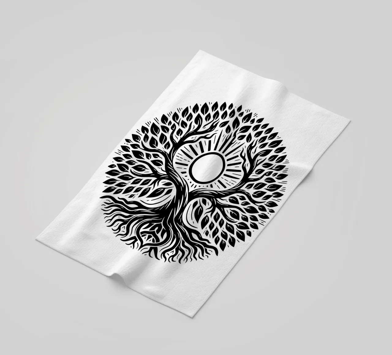 Albero della vita in bianco e nero telo mare da Spiritual Touch