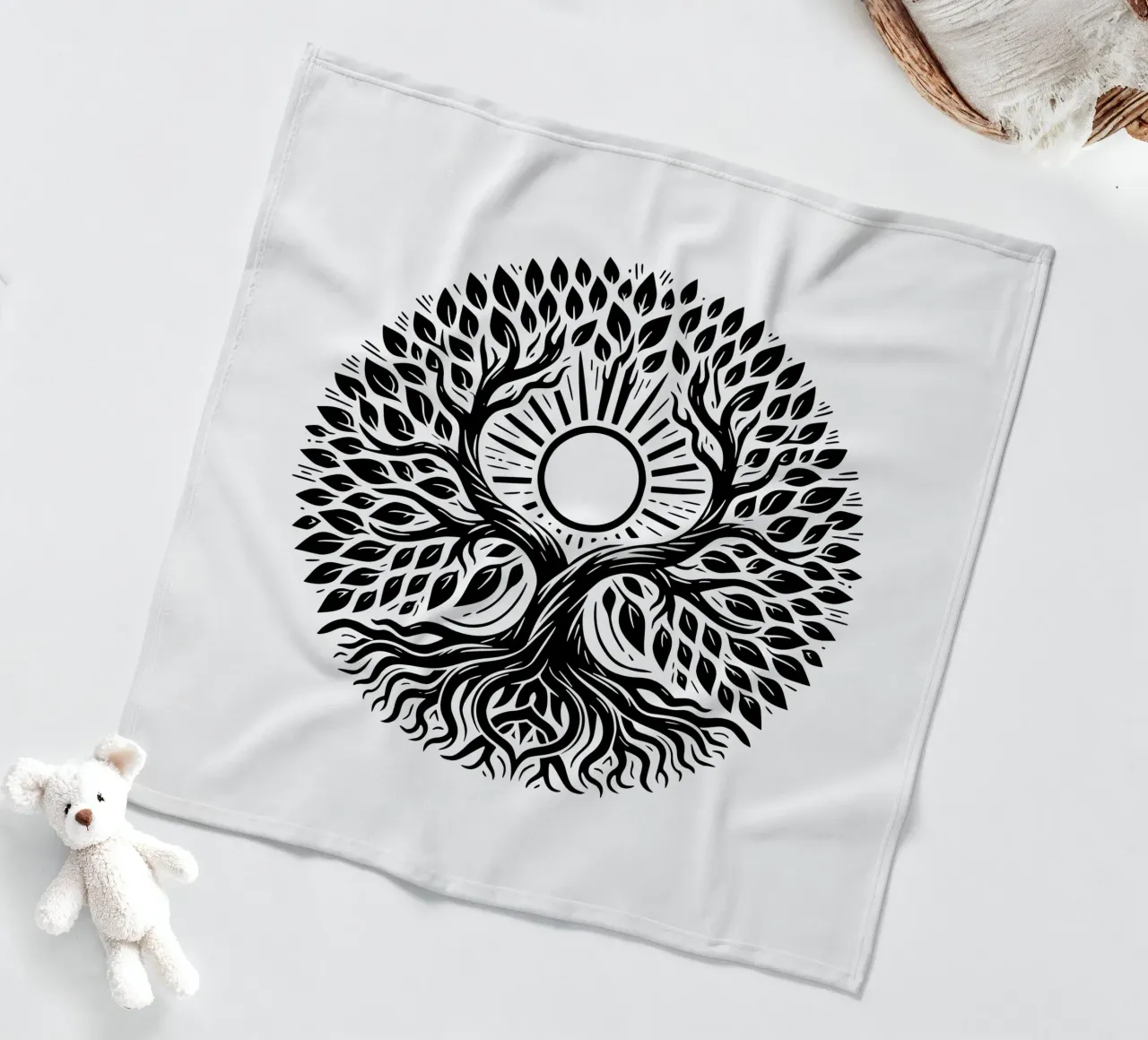 Albero della vita in bianco e nero coperta in pile da Spiritual Touch