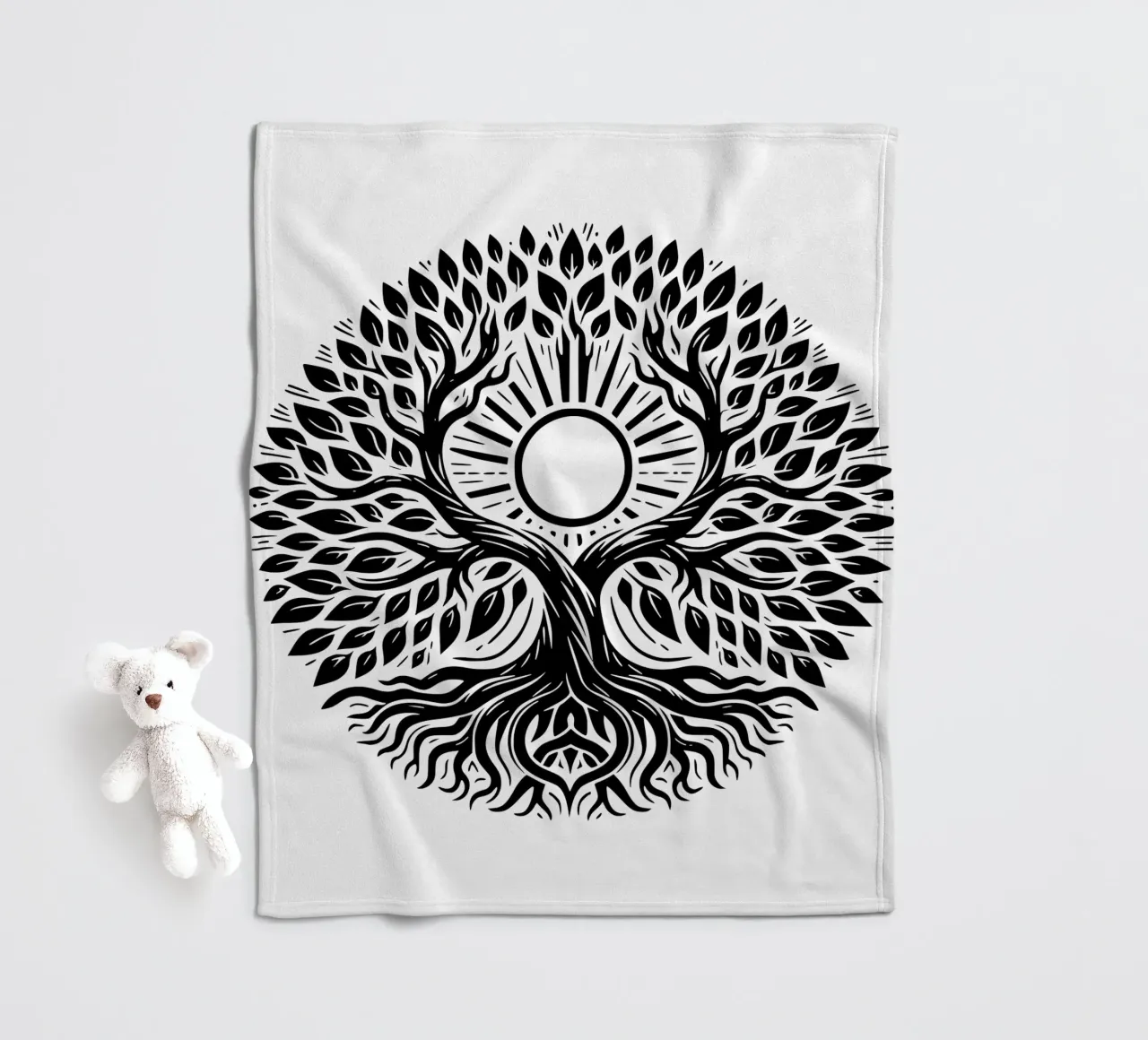 Albero della vita in bianco e nero coperta in pile da Spiritual Touch