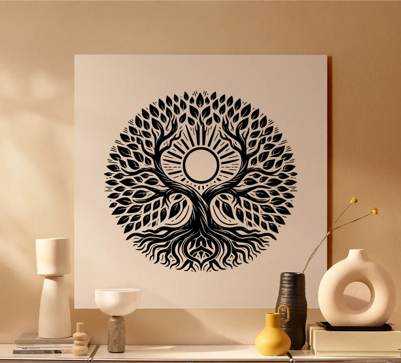 Albero della vita in bianco e nero alluminio dibond da Spiritual Touch