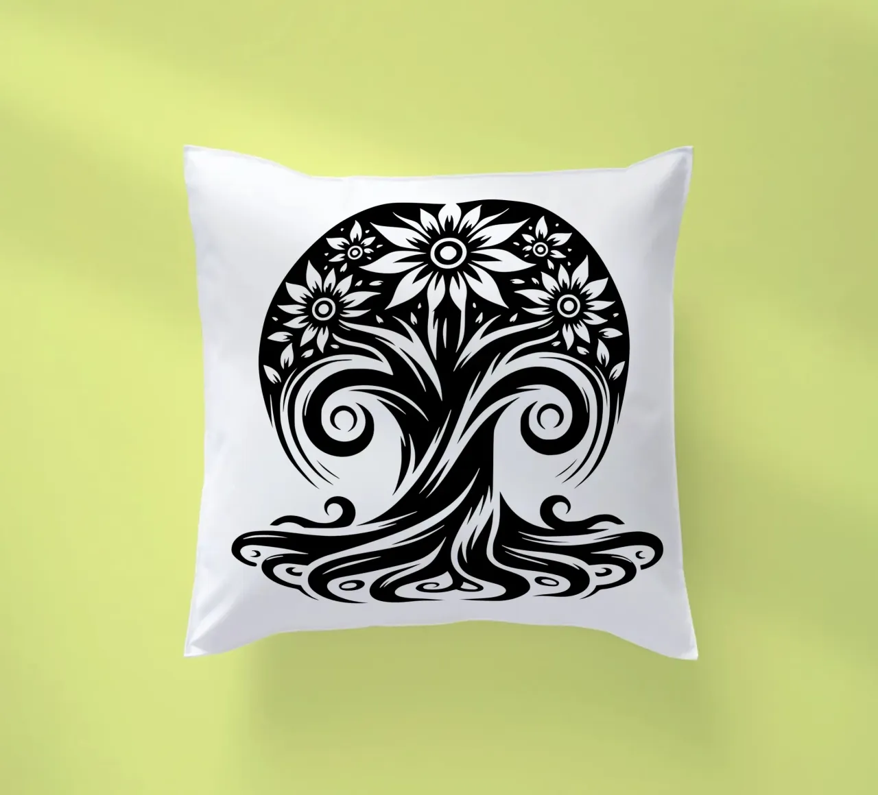 Albero della vita in bianco e nero cuscino da Spiritual Touch