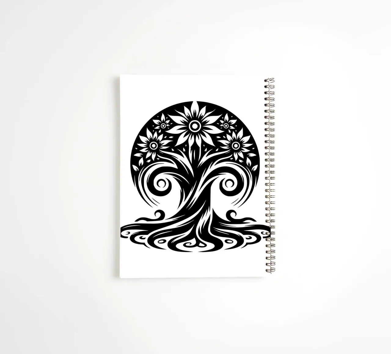 Black & White Tree of Life spiral notebook by Spiritual Touch