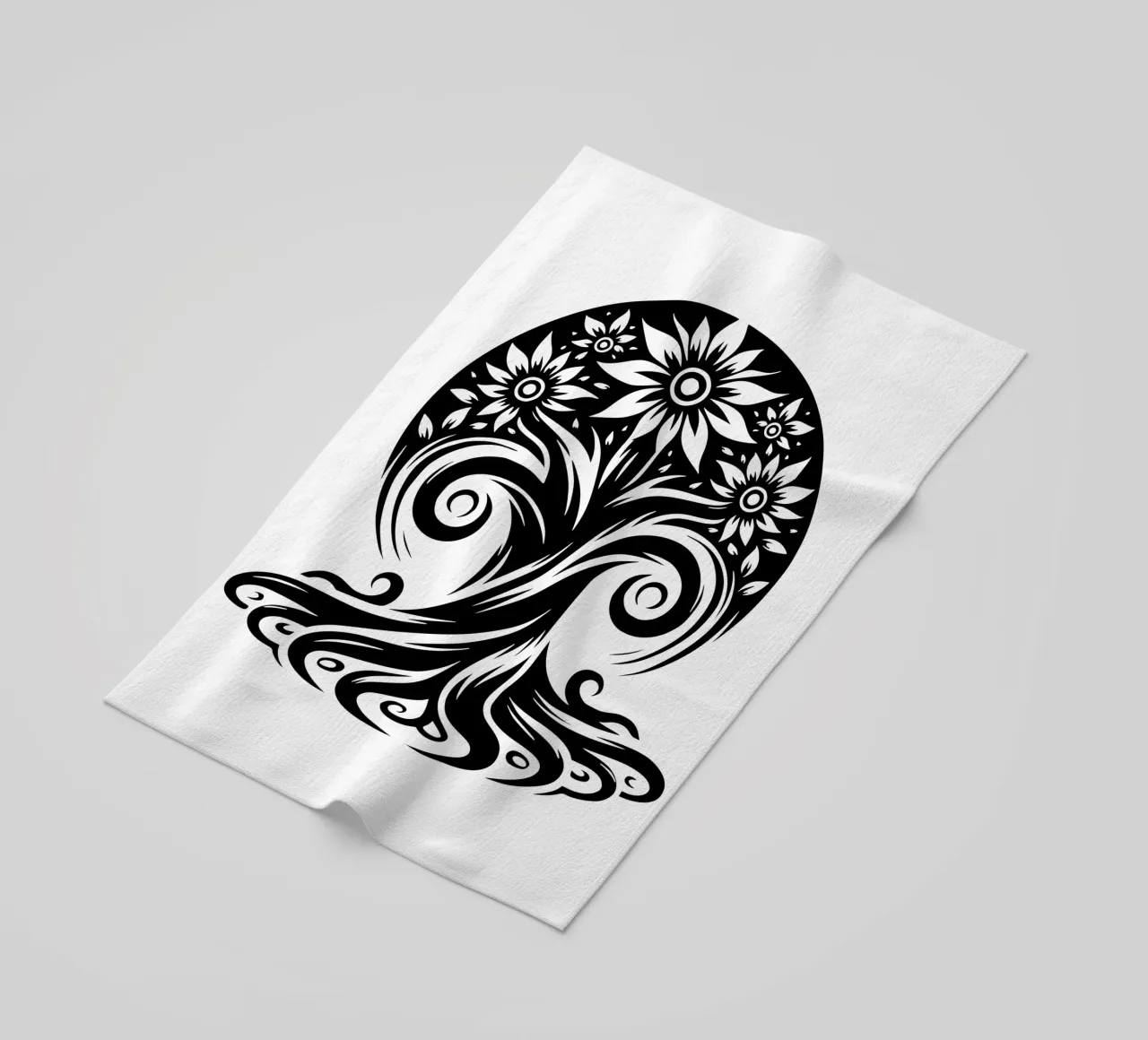 Albero della vita in bianco e nero telo mare da Spiritual Touch
