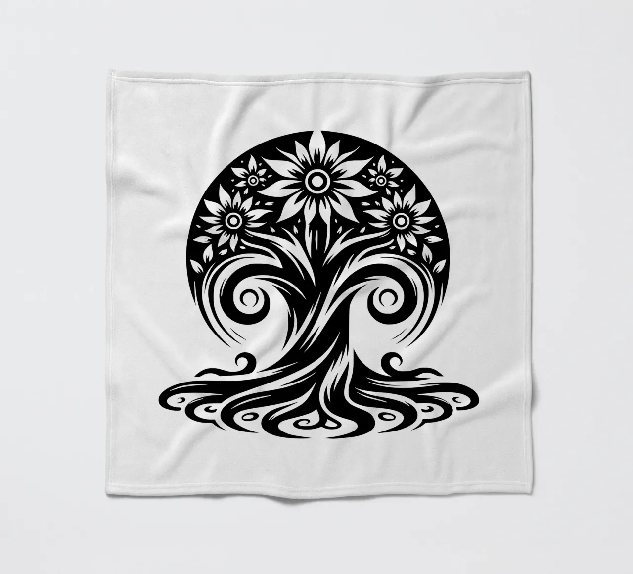 Albero della vita in bianco e nero coperta in pile da Spiritual Touch