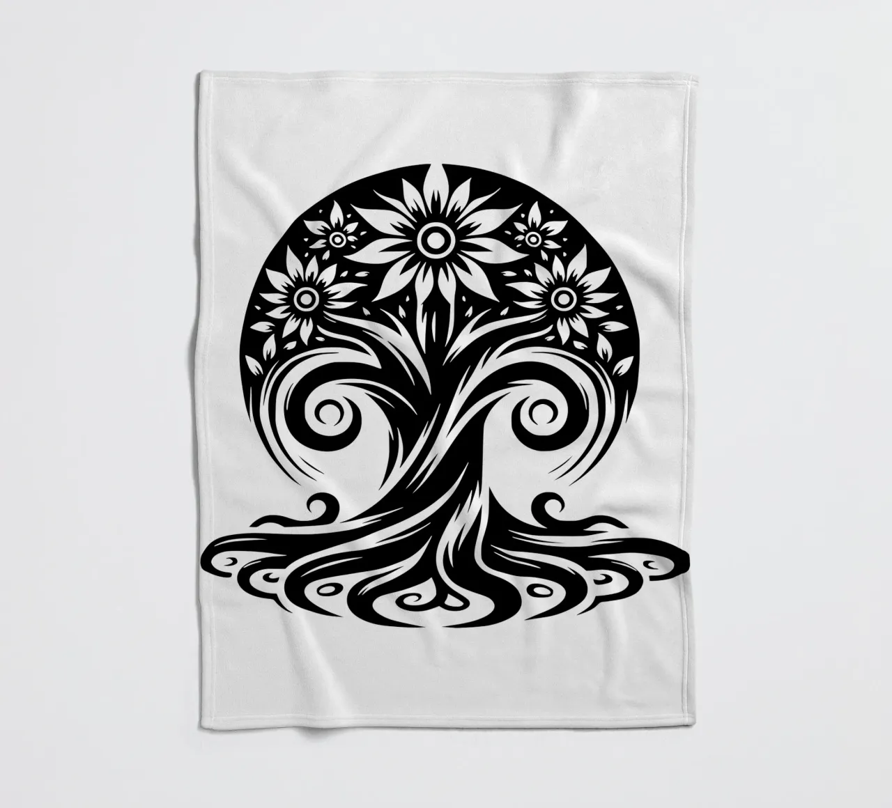 Albero della vita in bianco e nero coperta in pile da Spiritual Touch