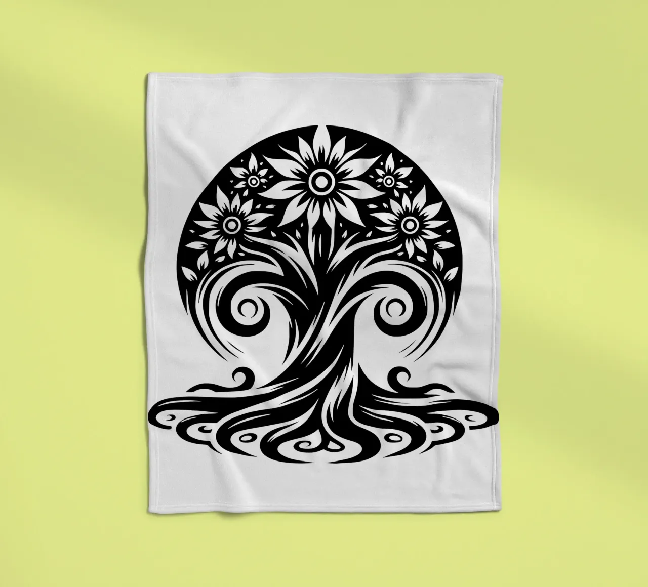 Albero della vita in bianco e nero coperta in pile da Spiritual Touch