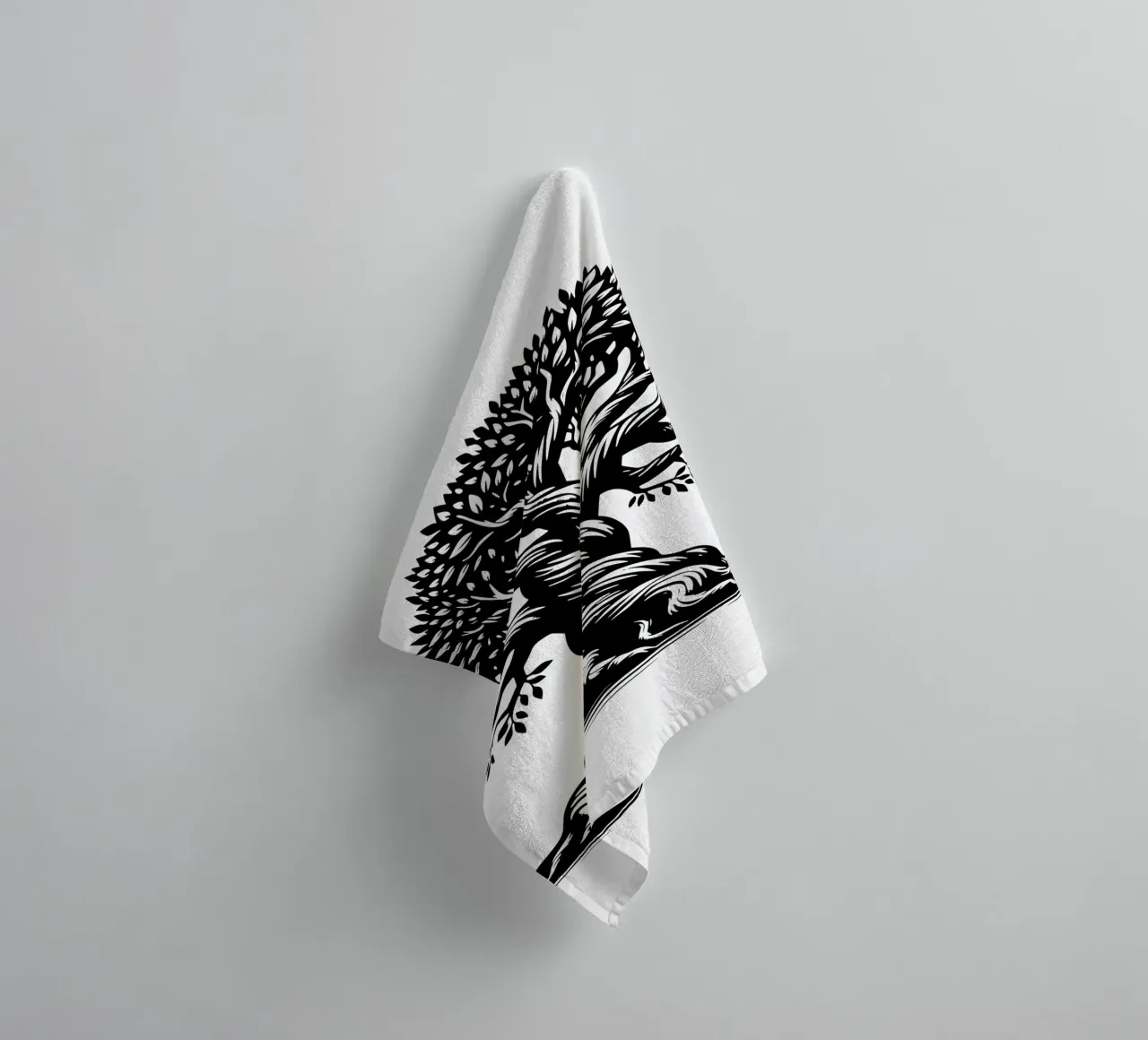 Albero della vita in bianco e nero asciugamano da bagno da Spiritual Touch