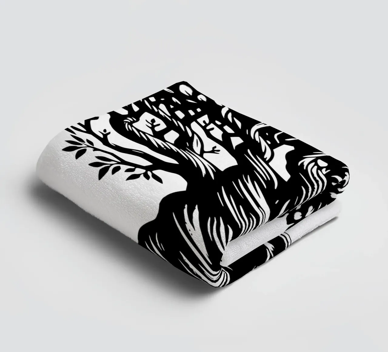 Albero della vita in bianco e nero asciugamano da bagno da Spiritual Touch