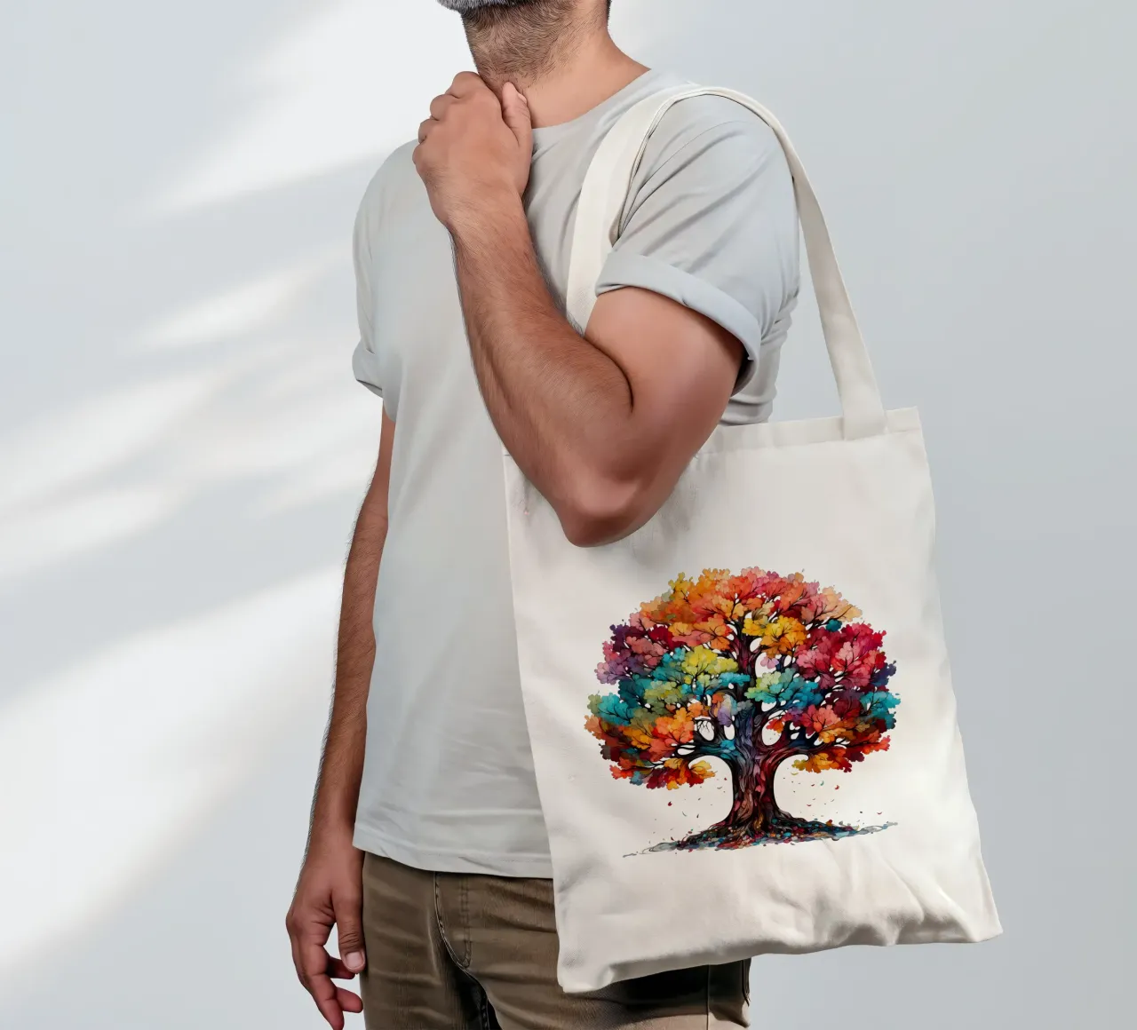 Albero della vita colorato borsa in juta da Spiritual Touch