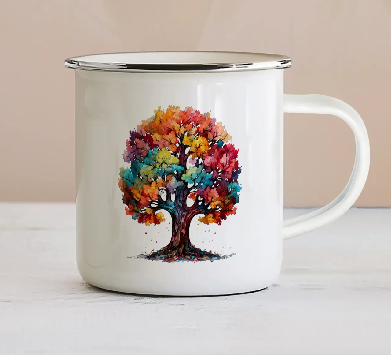 Albero della vita colorato tazza in smalto da Spiritual Touch