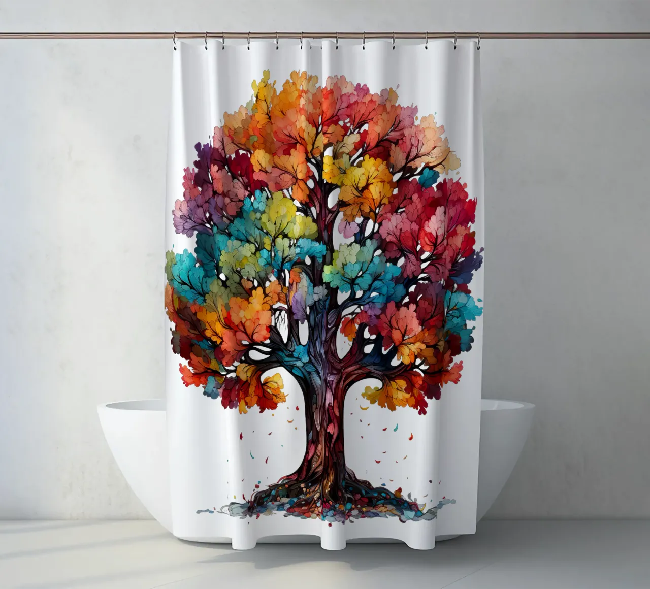 Bunter Baum des Lebens Duschvorhang von Spiritual Touch