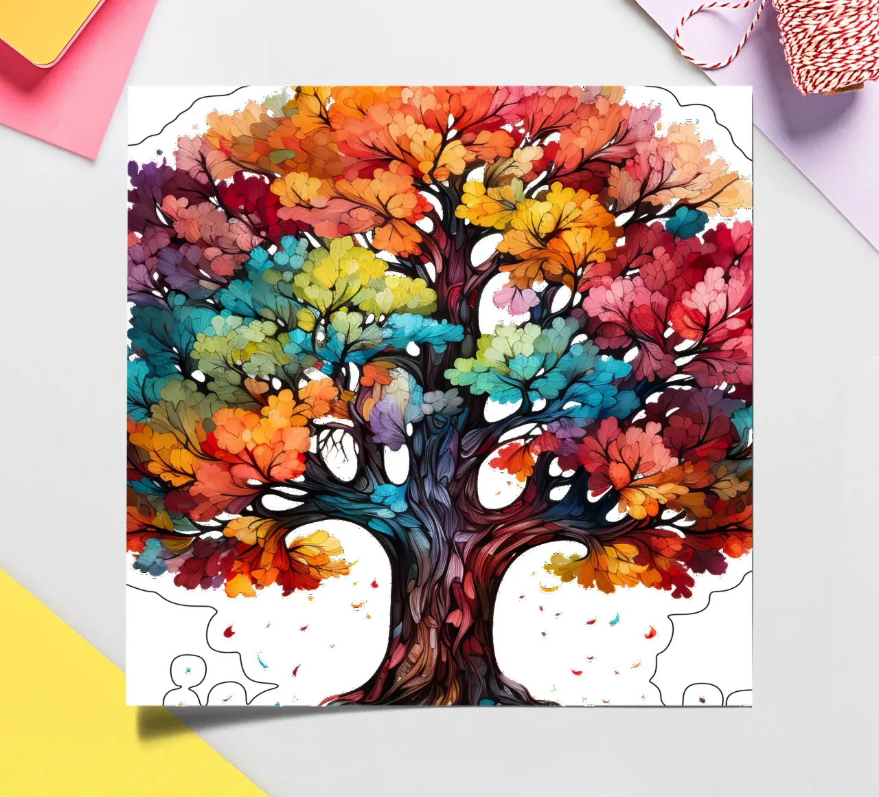 Bunter Baum des Lebens Stickerbogen von Spiritual Touch