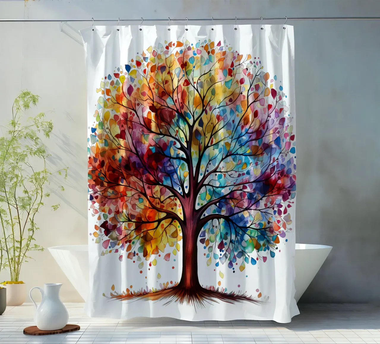 Bunter Baum des Lebens Duschvorhang von Spiritual Touch