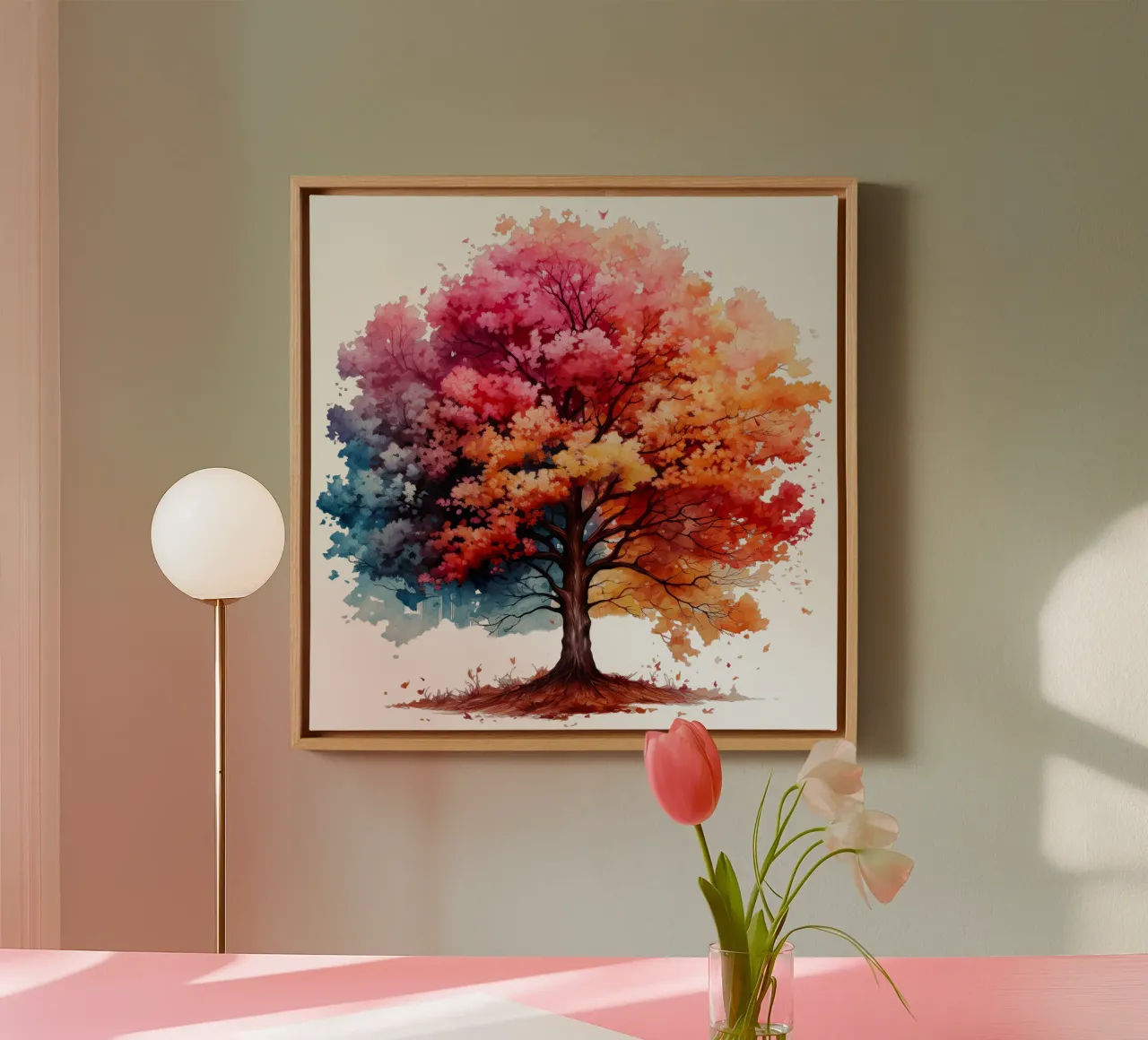 Albero della vita colorato tela con Cornice a cassetta da Spiritual Touch