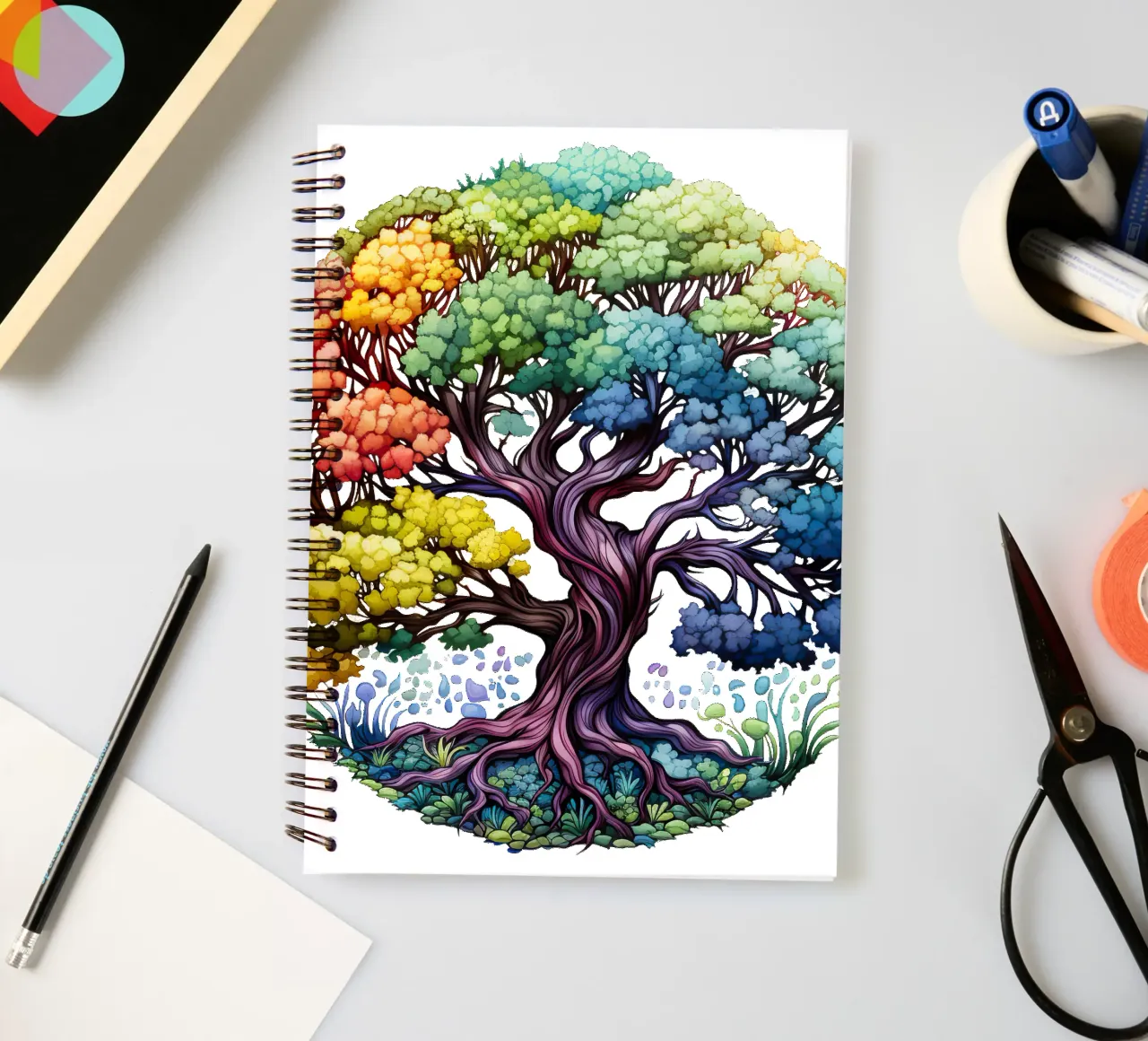 Colorful Tree of Life spiral notebook by Spiritual Touch