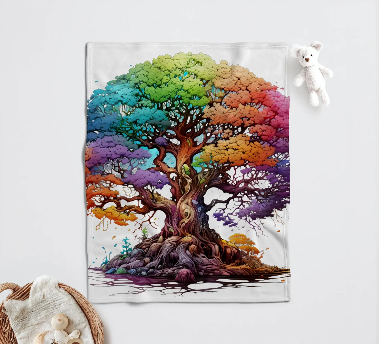 Albero della vita colorato coperta in pile da Spiritual Touch
