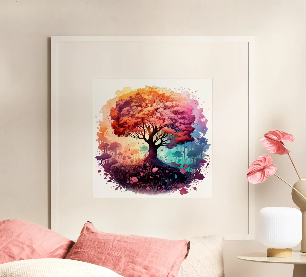 Albero della vita colorato poster con telaio in alluminio da Spiritual Touch