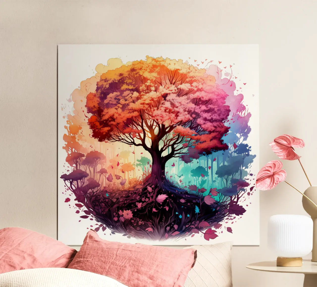 Albero della vita colorato poster con telaio in alluminio da Spiritual Touch