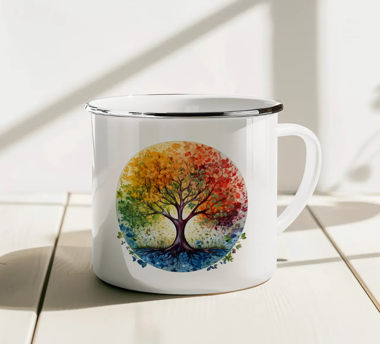 Albero della vita colorato tazza in smalto da Spiritual Touch