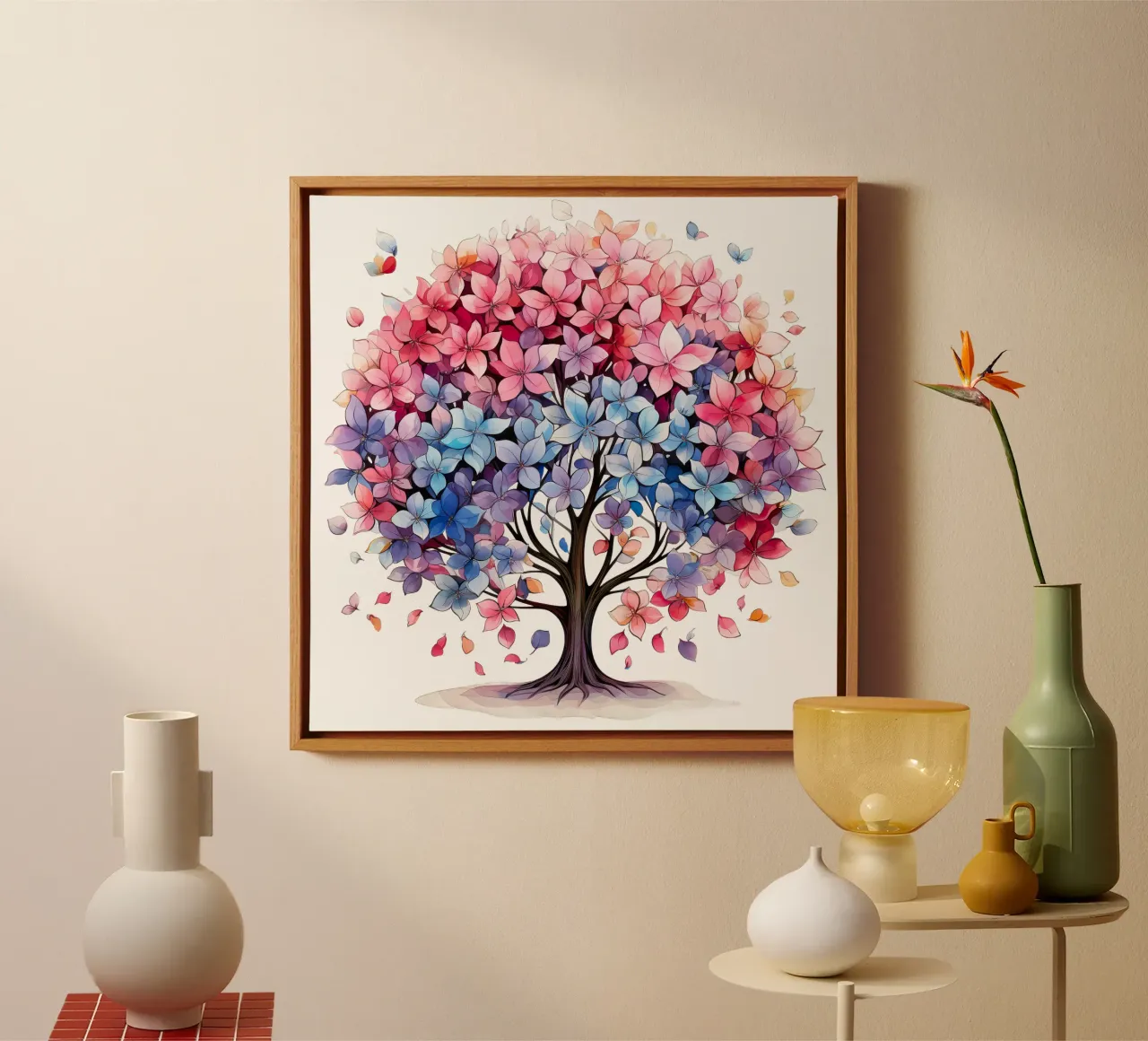 Albero della vita colorato tela con Cornice a cassetta da Spiritual Touch