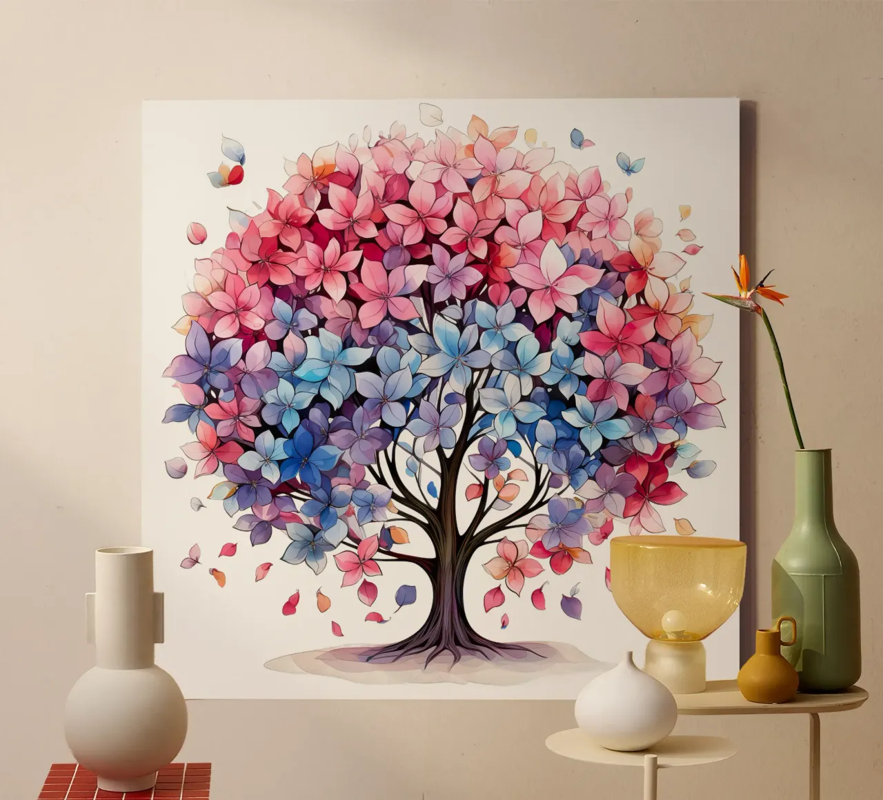 Albero della vita colorato tela con Cornice a cassetta da Spiritual Touch
