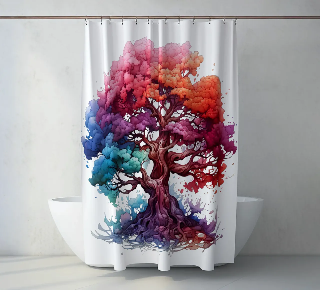 Bunter Baum des Lebens Duschvorhang von Spiritual Touch