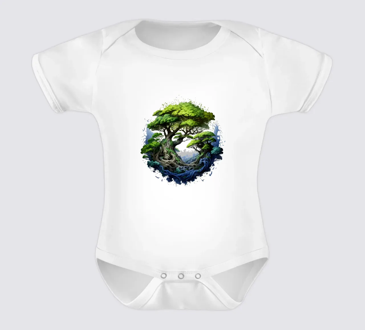 Bunter Baum des Lebens Kurzarm Babybody von Spiritual Touch