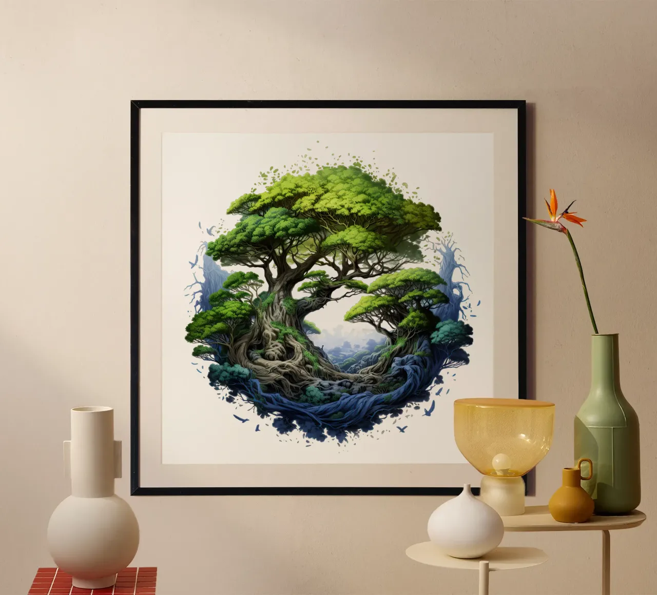 Albero della vita colorato poster con telaio in legno da Spiritual Touch