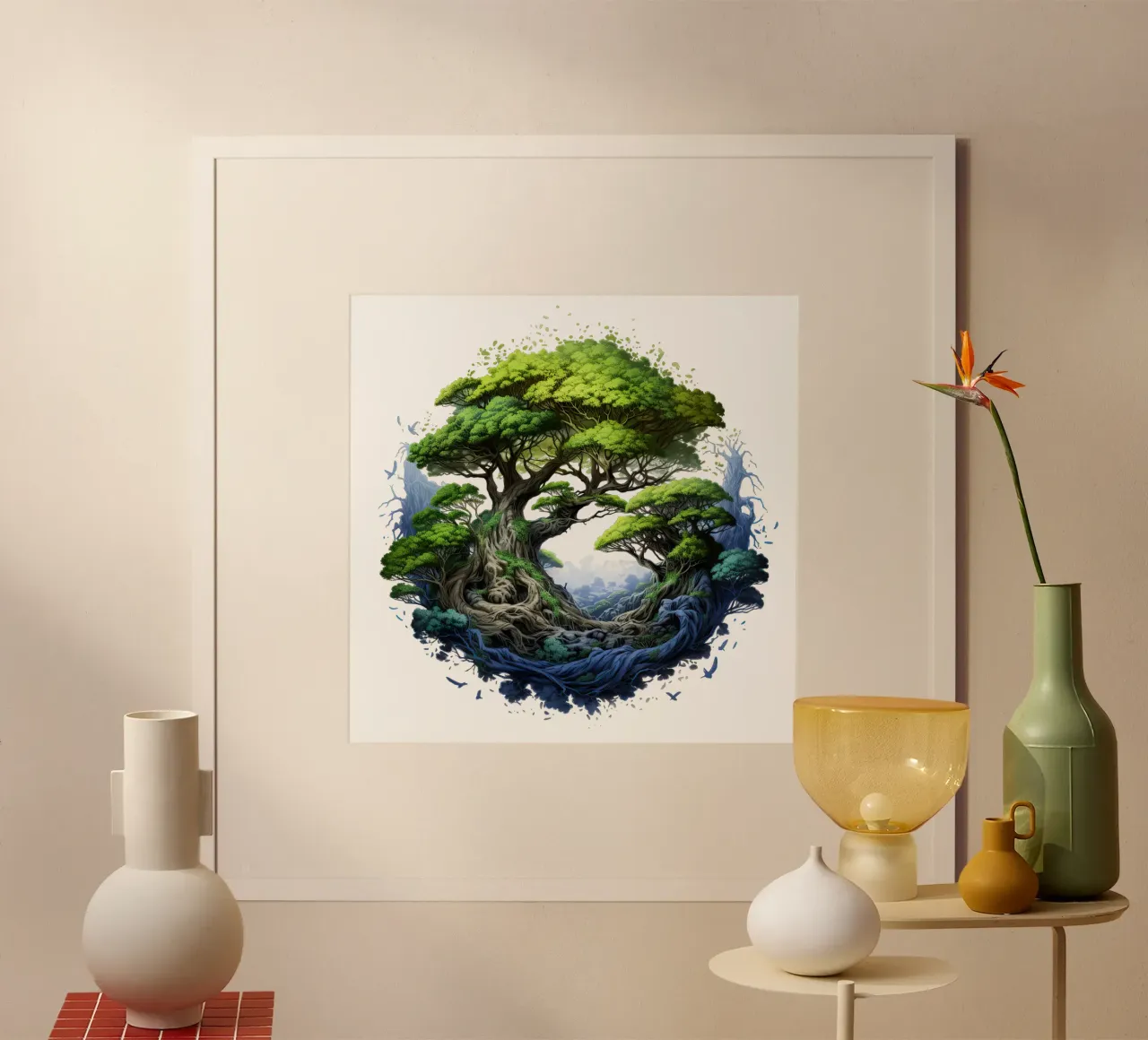 Albero della vita colorato poster con telaio in legno da Spiritual Touch