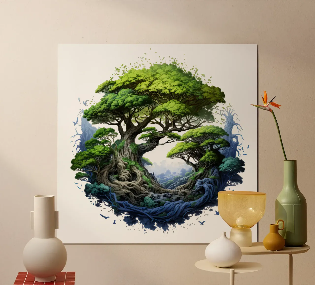 Albero della vita colorato poster con telaio in legno da Spiritual Touch